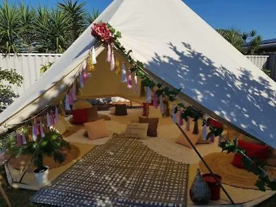 $459.88 • Buy 3M Cotton Canvas Bell Tent Waterproof Mesh Glamping Yurt Tent 2-3 Persons Beige