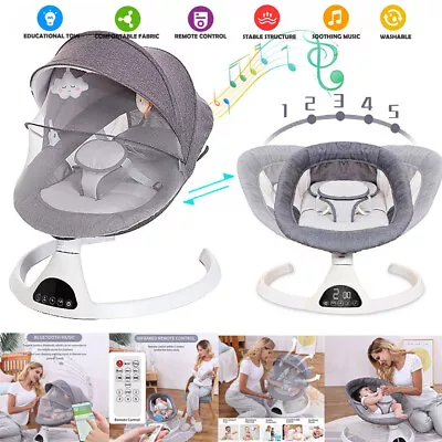 Electric Remote Baby Swing Infant Cradle Bouncer Rocker Chair Music Bluetooth UK • £29.99