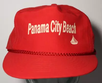 1990s VINTAGE PANAMA CITY BEACH FLORIDA TRUCKER HAT NYLON SAILBOAT GRAPHIC HAT • $15.32