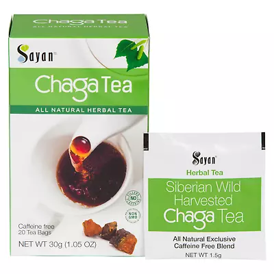 Sayan Chaga Mushroom Tea 20 Bags Caffeine Free Siberian Wild Harvested • $15.99