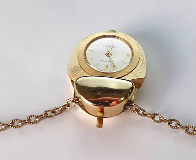 Vintage Working TEENTIME Swiss Pendant Watch Necklace On 24  Chain • $19.95