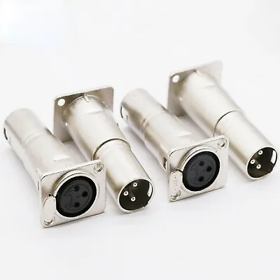 4 X 3 Pin Mount Connector Adapter XLR Female To Male Audio Pass Thru Feed Panel • $21.99