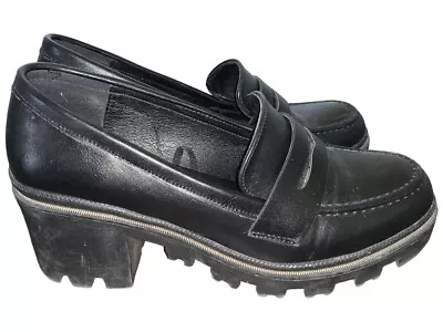 Mudd Y2K 90s Oxford Penny Loafer Chunky Platform Shoes Black Womens Size 8 • $44.99