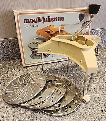 Mouli Julienne 445 Kitchen Rotary Slicer Shredder Grater With 5 Discs France • $21.24