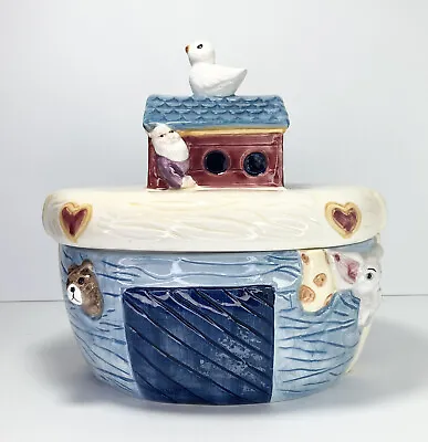 Susan Winget Vintage Ceramic Handpainted Noah’s Ark Cookie Jar 9” • $39.99