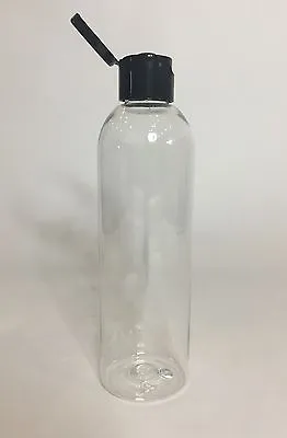 Empty 250ml PET Plastic Clear Tall Boston Bottle & Black Flip Top *ANY AMOUNT* • £1.99
