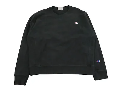 Vintage 90s Champion Womens Faded Black Reverse Weave Sweatshirt Large Crewneck • $16.77