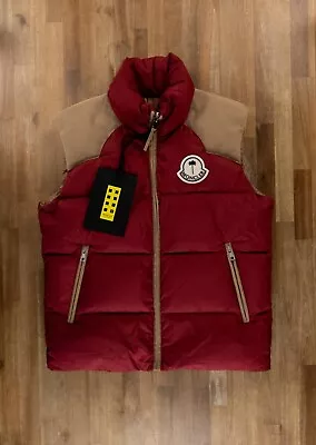 MONCLER Genius X Palm Angels Kamakou Red Puffer Vest Size 2 / Medium Authentic • $899