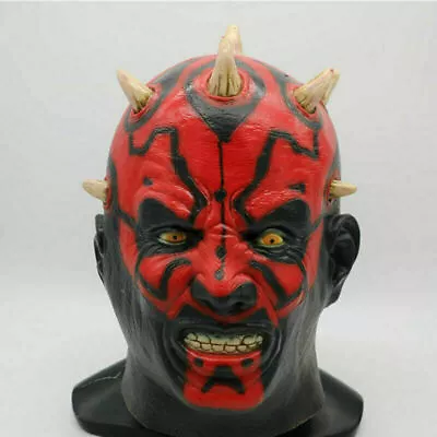 Star Wars Darth Maul Deluxe Adult Evil Scary Costume Mask Latex Halloween Party • £20.63