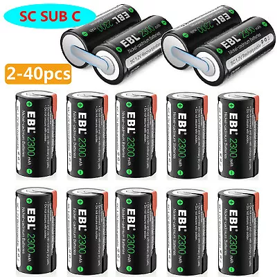 Lot SC Sub C 2200mAh 1.2V NICD Rechargeable Battery W/Tab • $8.69