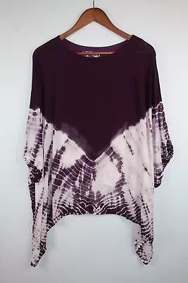 $9.99 • Buy Young Fabulous & Broke YFB Purple Ombre Tie Dye Dip Kimono Poncho Top XS