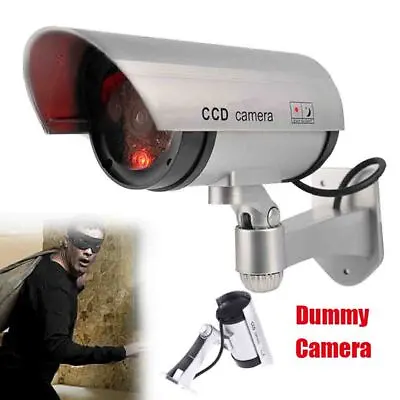 Fake Dummy Simulated Decoy SECURITY CAMERA Surveillance CCTV Red Flashing LED UK • £7.98