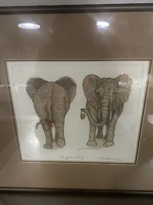 Martha Hinson “Going To A Party” Elephants 167/350 Signed Framed Print • $45