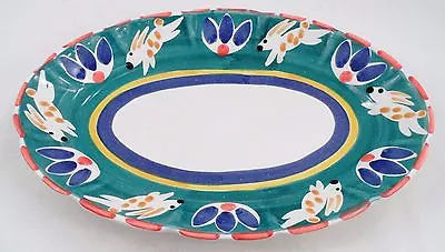 Pottery Barn Mexican Folk Art Garden Animal Jumping Easter Bunny Rabbit Platter • $34.95