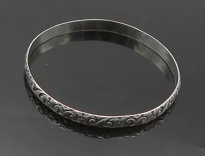 DANECRAFT 925 Sterling Silver - Vintage Floral Swirl Bangle Bracelet - BT7811 • $83.35