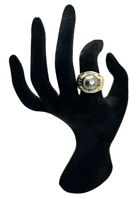 Michael Valitutti Gems En Vogue NH Black Pearl Gemstone Ring Size 8.25 • $89.99
