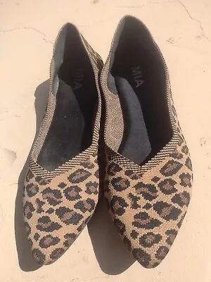 Women’s Size 11 Mia Leopard Knit Pointed Toe Slip On Ballerina Shoes/Flats VGUC • $19.99