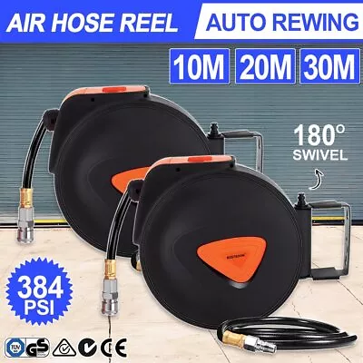 Air Hose Reel Retractable Auto Rewind Swivel Wall Mount Compressor Garage • $89
