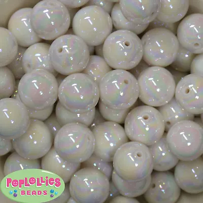 20mm White AB Finish  Acrylic Miracle Bubblegum Beads Lot 20 Pc Chunky  • $7.85