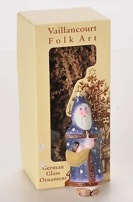 $49.99 • Buy Vaillancourt Folk Art Glass Ornament Blue Father Christmas With Star OR 9633