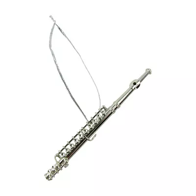 Miniature Silver Flute Musical Instrument Realistic Ornament Marching Band Gift • $19.48