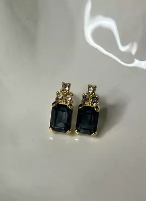 Vintage Monet Faux Sapphire And Diamond Stud Earrings-RARE FIND • $12.99