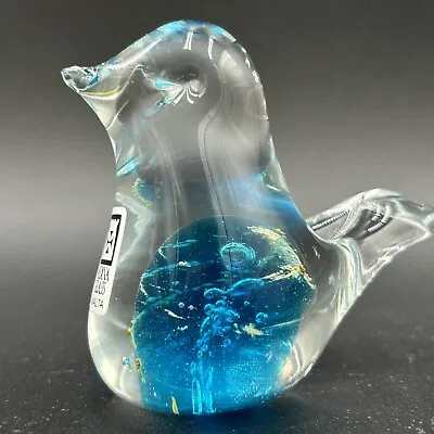 Mdina Art Glass Malta Blue Bird Paperweight Ornament Sculpture 3” • $13.99