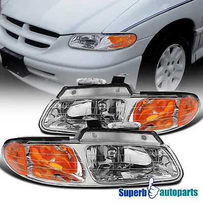 $68.98 • Buy Fit 1996-2000 Dodge Voyager Caravan Chrysler Town Country Headlights Lamps 96-00