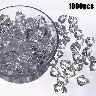 Elegant Aquarium Decoration 1000 Transparent Acrylic Ice Crystal Stones • £27.24