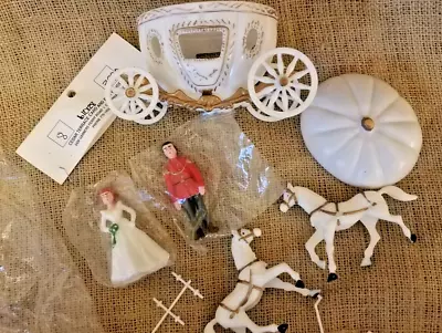 Vintage Cinderella Cake Topper Decoration Prince Horses Carriage Complete Set  • $9