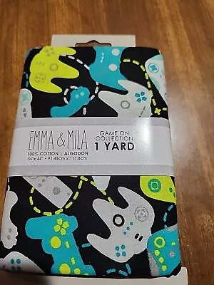 GAME ON Video Game Controller Fabric  100% Cotton  Pre-Cut Yard Emma & Mila • $6.50