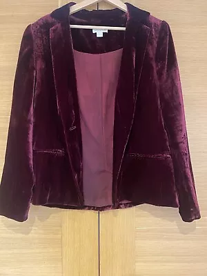 Monsoon Velvet Burgundy Jacket/blazer - Size 14 • £10