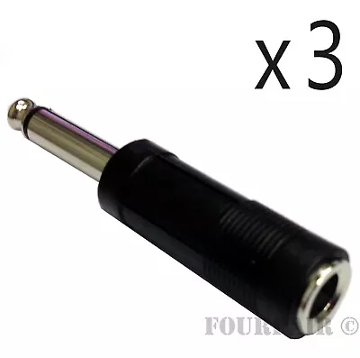 3 Pack Lot - 1/4  Stereo Female Jack To 1/4  6.35mm Mono Male Plug Audio Adapter • $10.95