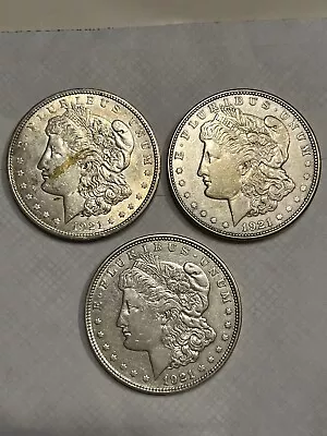 1921 D Morgan Silver Dollars Lot Of 3 • $51