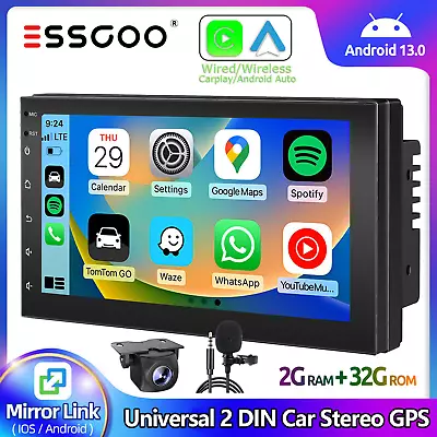 7'' Double 2Din 32G Android 13 Car Radio GPS WIFI BT Carplay Touch Screen Stereo • $77.89