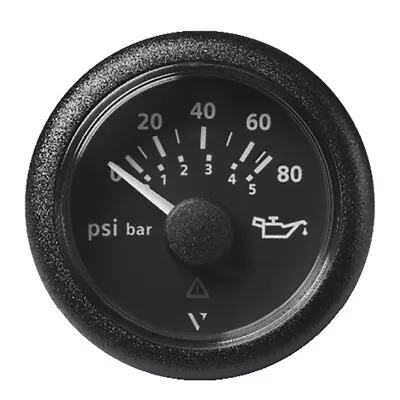 VDO Marine 2-1/16  (52mm) ViewLine Oil Pressure Gauge 80 PSI/5 Bar - 8-32V - Bla • $50.10