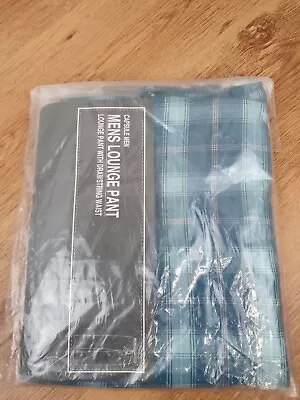 Capsule Mens Blue Check Lounge Pants Pyjama Bottoms Size 55/56  New Sealed • £4.99