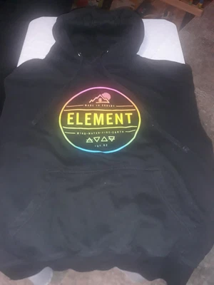$8 • Buy Element Skateboard Hoodie Faded Distressed Mens MEDIUM Black With Drawstrings