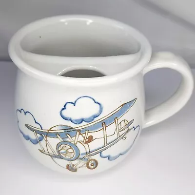 Otagiri Mustache Mug Biplane Hot Air Balloon Made In Japan Stoneware Cup • $15