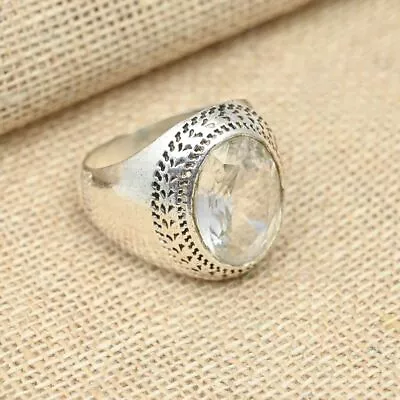 Solid 925 Sterling Silver Crystal Gemstone Ring Men's Jewelry Ring All Size R172 • $16.57