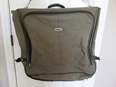 Eddie Bauer Forest Green Nylon Canvas Garment Bag Travel Organizer Carry On  • $34.99