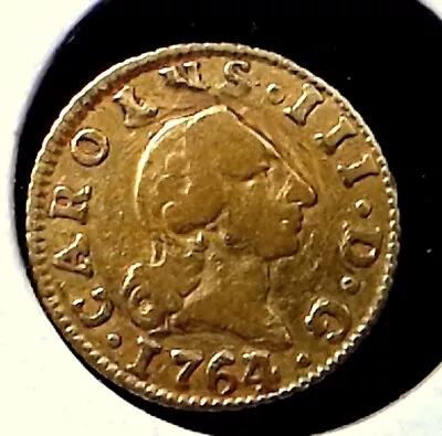 1764-JP 1/2 Escudo Gold Coin Of Spain Charles III #1645 • $345