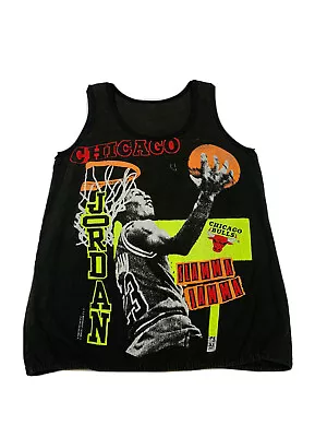 Vintage Michael Jordan Tank Jersey Shirt Chicago Bulls Black 17x22 90s Magic T's • $49.95