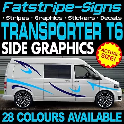 To Fit VW TRANSPORTER T6 GRAPHICS STICKERS STRIPES DECALS DAY VAN CAMPER SWB LWB • £65.99