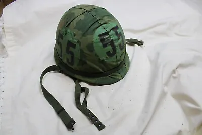 US Military Vietnam M1 Steel Pot Helmet Paratrooper Liner ERDL Camouflage  BS14 • $299.95