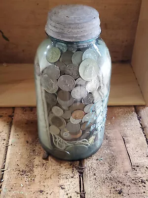 Jar Old Vintage Antique Coin Lot Of Silver Copper Morgan Silver RARE COIN LOT • $190