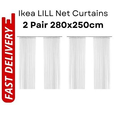 Ikea LILL Curtain Net White Sheer Fabric 280x250cm Blinds 1 & 2 Pair New • £10.90