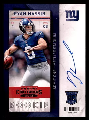 2013  Panini Contenders Ryan Nassib Auto Rookie RC - New York Giants • $4.99