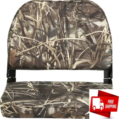 Folding Camo Boat Vinyl Low Back Seats Hunting Durable Camouflage Plastic Frame • $105.77