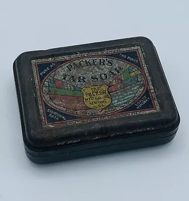 Vintage Packer's  Healing Tar Soap  Tin Metal Box Keepsake Collectible • $12.99